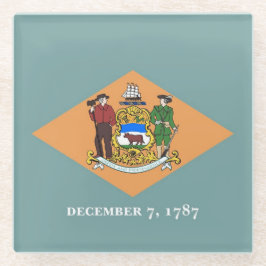 Porta copos de vidro com bandeira de Delaware, EUA