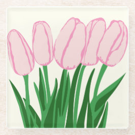 Porta copos de vidro de tulipa rosa