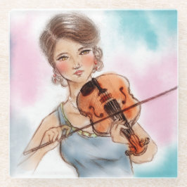 Porta copos de vidro violino clássico, arte veneno