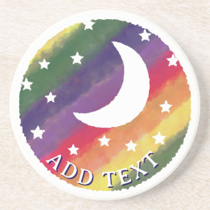 Porta-copos Decoração de Aquarela de Lua Estrelas Arco-íris