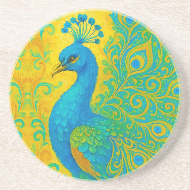 Porta-copos Decorativo Turquesa Peacock Elegante (Frente)