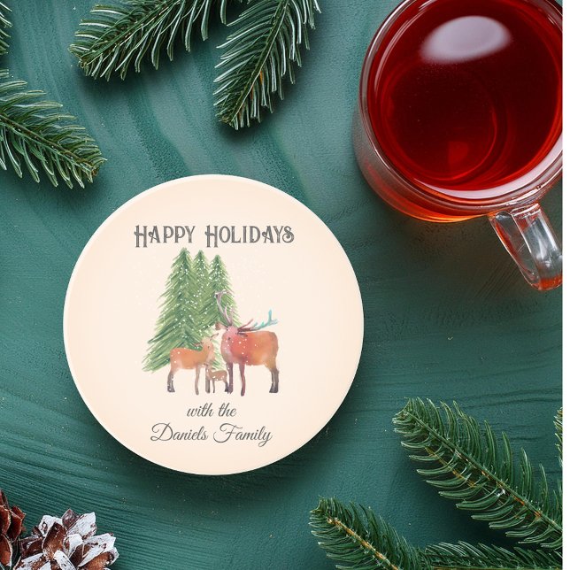 Porta-copos Deer in Snow Holiday Personalizado (Criador carregado)