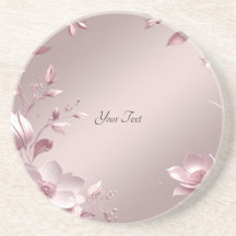 Delicate Pink Floral Sandstone Coaster