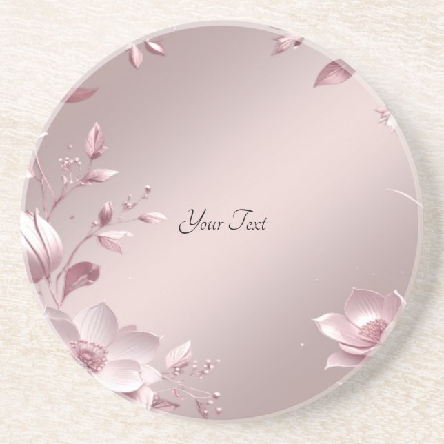 Porta-copos Delicate Pink Floral Sandstone Coaster (Frente)