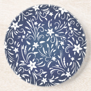 Porta-copos Denim Blooms: Padrão Floral Fundo