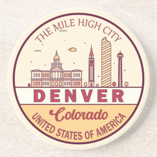 Porta-copos Denver Colorado City Skyline Emblem