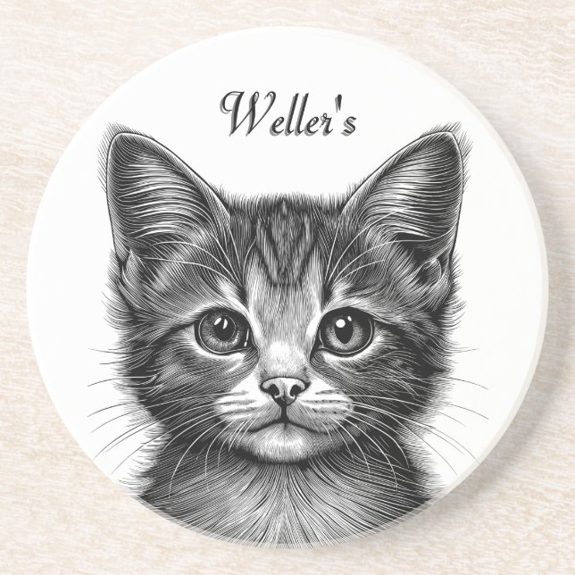 Porta-copos Desenho Adorável de Gato Jovem (Frente)