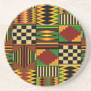 Porta-copos Desenho Africano de Tecido Kente Real