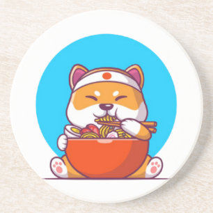 Porta-copos Desenho Animado de Shiba Inu Fofo Comendo Macarrão