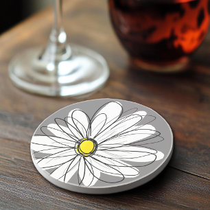 Porta-copos Desenho Caprichoso de Margarida - Cinza e Amarelo