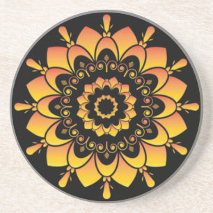 Porta-copos Desenho de Mandala Única Dourada