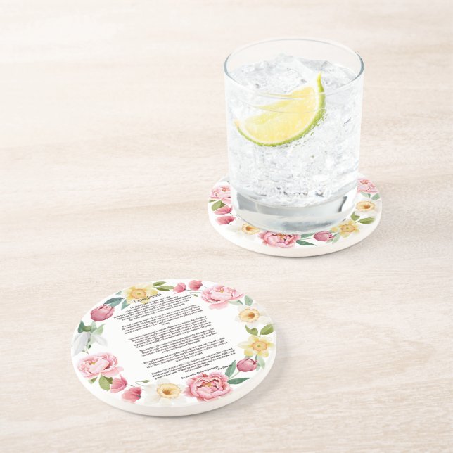 Porta-copos Desiderata Peonies e Daffodils por Max Ehrmann (Lateral)