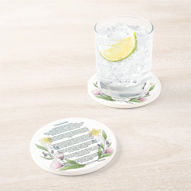 Porta-copos Desiderata por Max Ehrmann (Lateral)