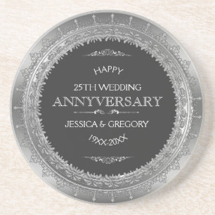 Porta-copos Design de 25 de Casamento de de Black and Silver