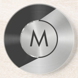 Porta-copos Design de aspecto geométrico em preto e prateado