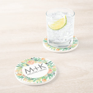 Porta-copos Design de Casamento de Pêssegos Pastel