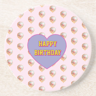 Porta-copos Design de Feliz Aniversário com Balões de Coração