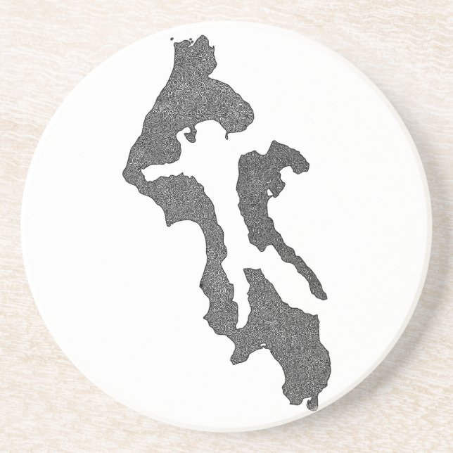Porta-copos Design de Mapa do Condado da Ilha Whidbey (Frente)