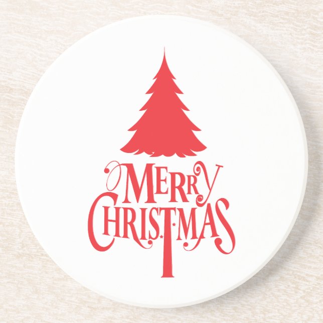 Porta-copos Design de Natal com árvore vermelha (Frente)