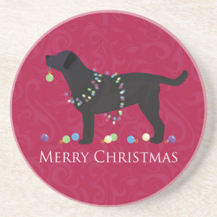 Porta-copos Design de Natal Merry Black Lab