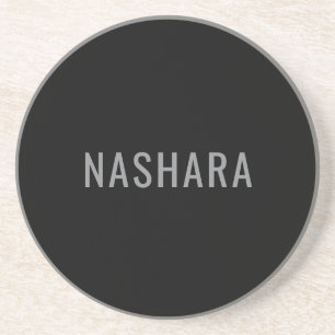 Porta-copos Design de Nome Personalizado Moderno Preto Cinza