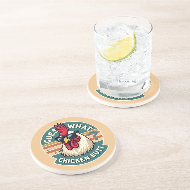 Porta-copos Design de Piada de Bumbum de frango Retro Engraçad (Lateral)