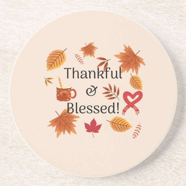 Porta-copos Design de queda agradecida e abençoada (Frente)