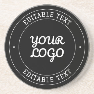 Porta-copos Design de Texto Editável c/Seu Logotipo | Preto e 
