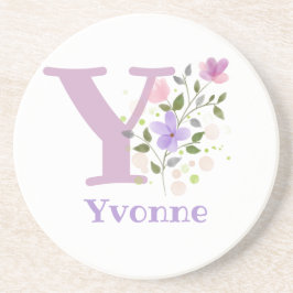 Porta-copos Design do Nome de adição inicial e flores