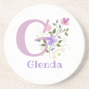 Porta-copos Design Floral com o nome do usuário e inicial
