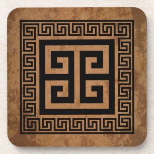 Porta copos Design preto de padrão-chave grego