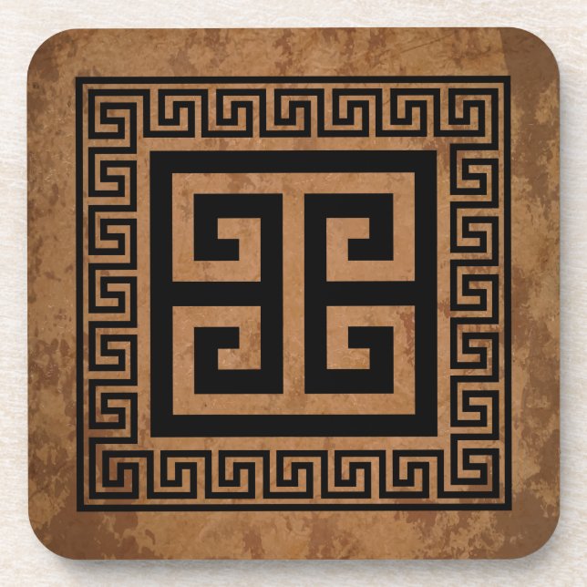 Porta copos Design preto de padrão-chave grego (Frente)