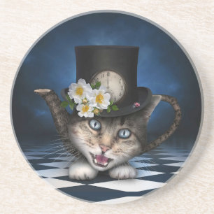 Porta-copos Design Whimsical Teapot Gato Mad Hatter