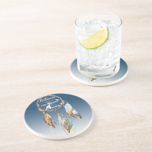 Porta-copos Detector de Sonhos Azuis de Ombre de Marinho Inspi