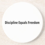 Porta-copos Discipline Equals Freedom Minimalist Typewriter<br><div class="desc">Protect your base. Sandstone coaster with high-contrast typewriter typography to keep your workspace clean and your mind on the mission.</div>