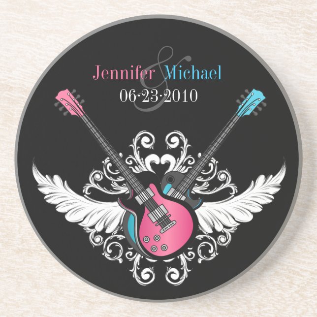 Porta copos do amor das guitarra do rock and roll (Frente)