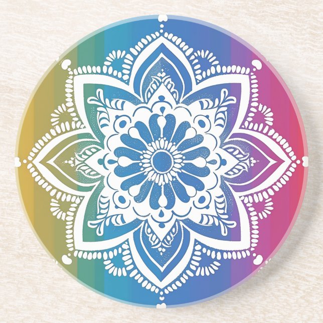 Porta copos do Rainbow Mehndi Pattern Sandstone (Frente)