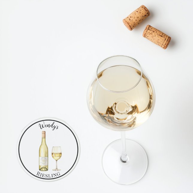 Porta copos do Vinho Branco - Vinho Personalizado (Personalized white wine stone coaster)