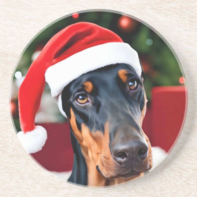 Porta-copos Doberman Christmas (Frente)