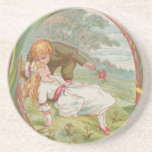Porta-copos Doce e inocente Valentim antigo, Kate Greenway