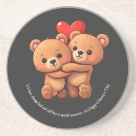 Porta-copos Dois desenhos animados abraçam.