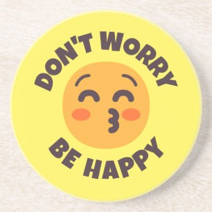 Porta-copos Don't Worry Be Happy Custom Text & Colors Emoji