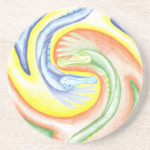 Porta copos dos dragões de Yin-Yang
