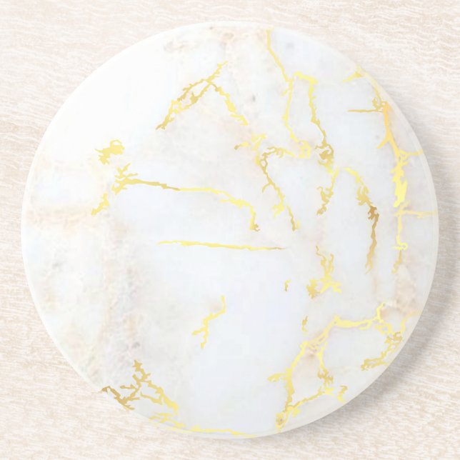 Porta-copos Dourada Marble Elegante Trendy Modelo Round (Frente)