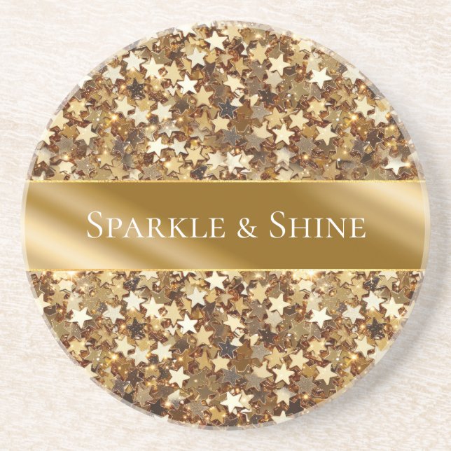 Porta-copos Douradas estrelas Sparkle (Frente)