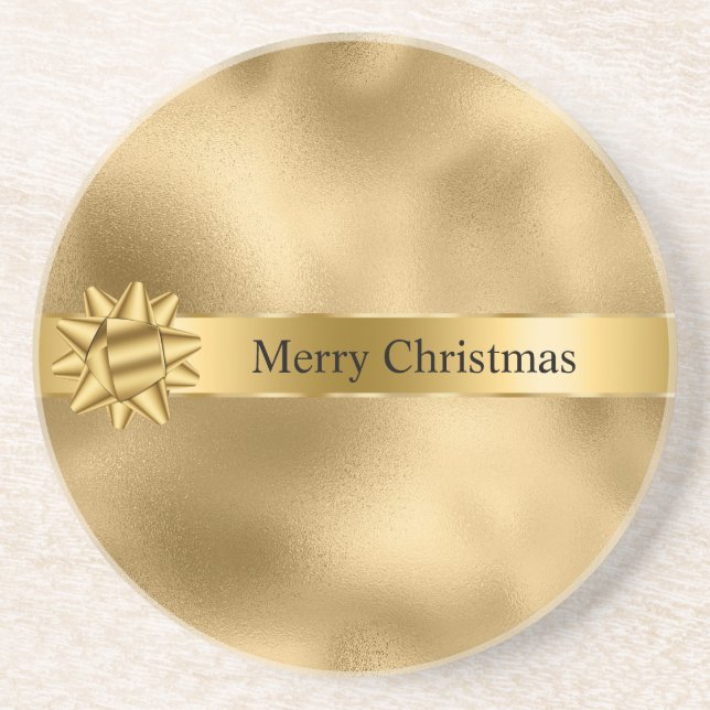 Porta-copos Dourado Glam Ribbon e Arco Natal (Frente)