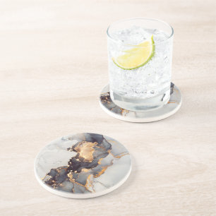 Porta-copos Dourado Mármore Preto Branco