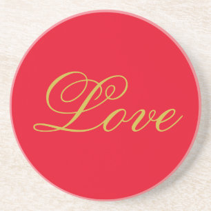 Porta-copos Dourado Script Red Love Calliografia
