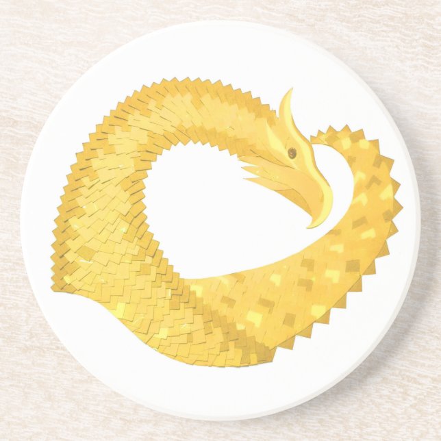 Porta-copos Dragão amarelo no branco (Frente)