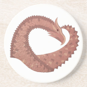 Porta-copos Dragão-coração castanho em branco
